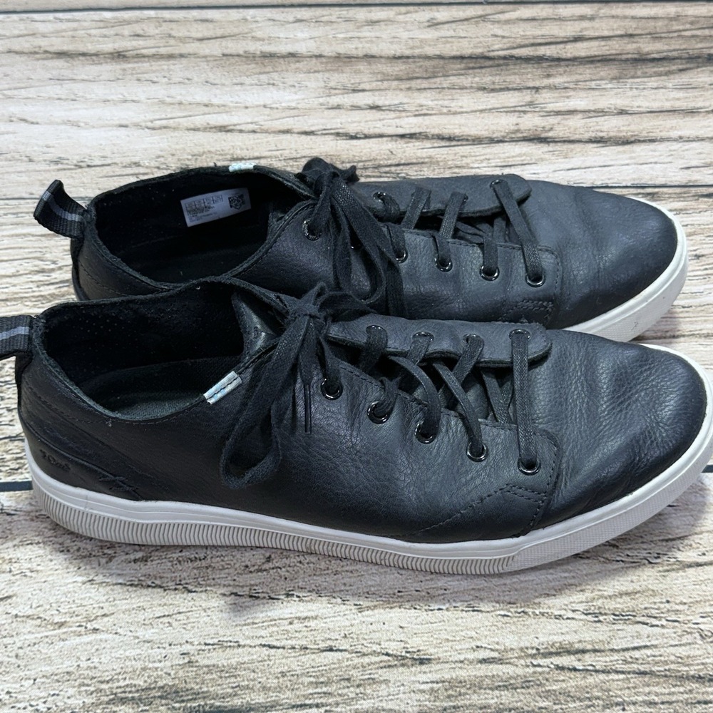 Toms Shoes Mens 13 Black Leather TRVL Lite Low Casual Sneakers